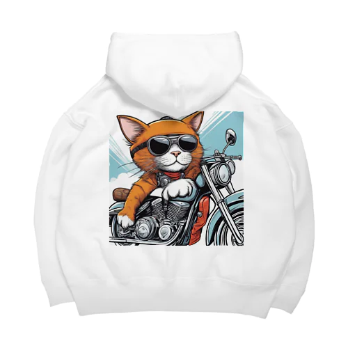 サングラスをかけて、バイクを楽しんでいる猫 Big Hoodie