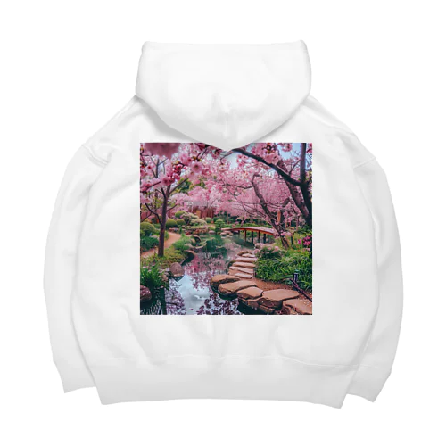 日本庭園で桜が咲き満ち溢れている アメジスト 2846 Big Hoodie