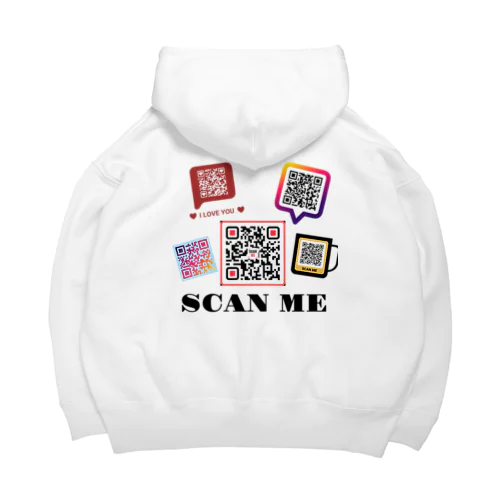 SCAN ME いっぱいのQRコード ビッグシルエットパーカー