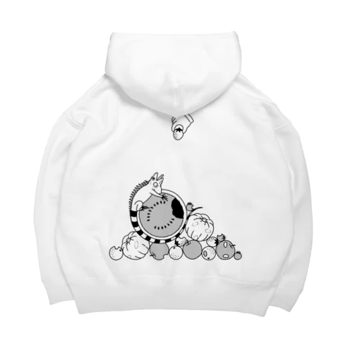 イグアナがアレを邪魔してくる（モノトーン） Big Hoodie