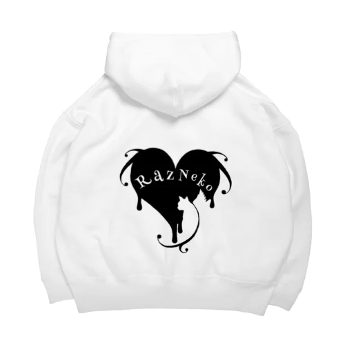 ラズ猫ロゴ　白丸 Big Hoodie