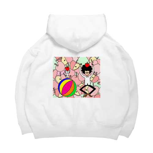 くるくるパーマとネコとリンゴ（カラー） Big Hoodie