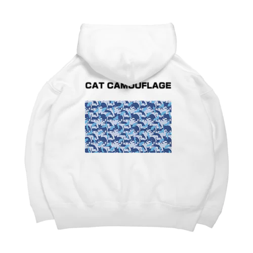 猫迷彩　カモフラージュ　ブルー Big Hoodie