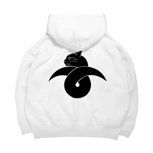 動物家紋。H.T.（結び雁がネコ）黒 Big Hoodie