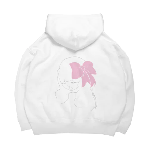 ピンクのリボンの子 Big Hoodie