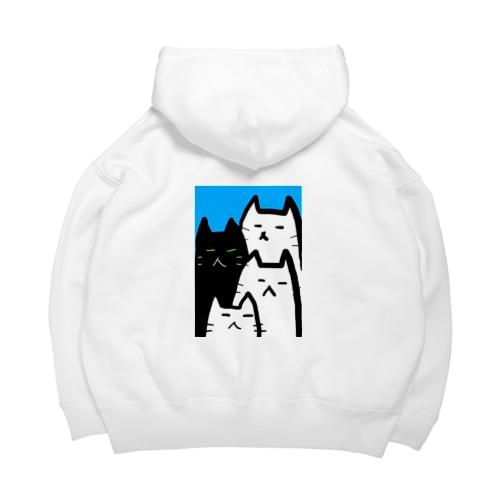 ねこちかぞく（青背景）パーカー Big Hoodie