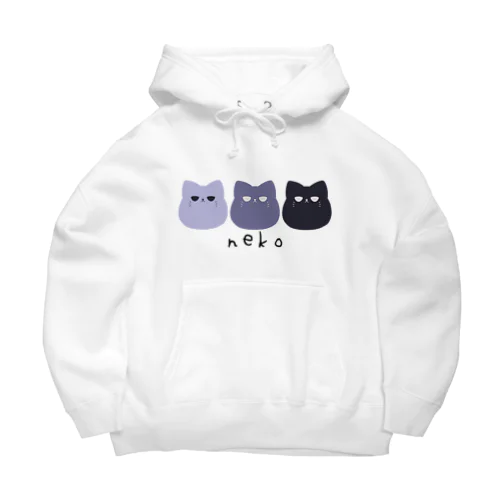 nekoが3匹（パープル） Big Hoodie