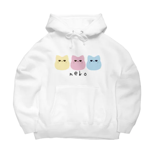 nekoが3匹（パステル） Big Hoodie