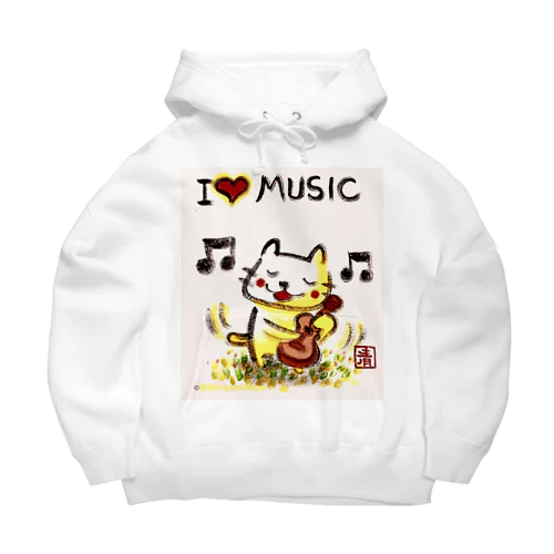 ウクレレねこちゃん （ギターねこちゃん）ukulele kitty guitar kitty Big Hoodie