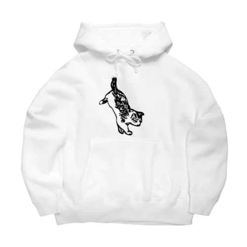 逆立ちネコ パーカー(白) Big Hoodie