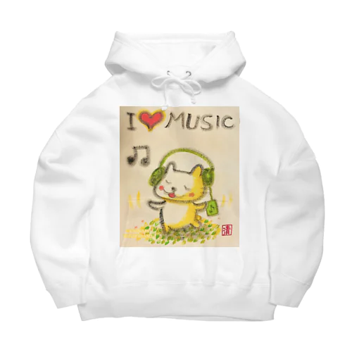 音楽好きねこちゃん Music Kitty Big Hoodie