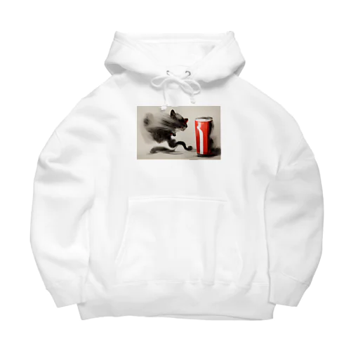 躍動感のある猫とコーラ Big Hoodie