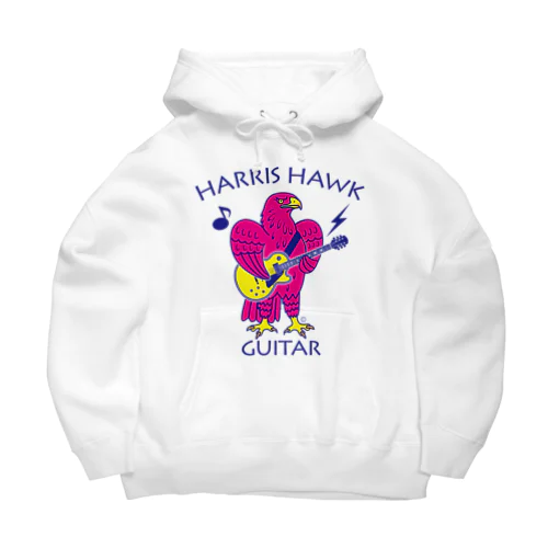 ハリスホーク・ギター・鷲・鷹・ピンク・音楽・モモアカノスリ・なつく・ペット・狩り・Harris Hawk・イラスト・Guitar・絵・鳩よけ・鳥・猛禽・タカ目タカ科・オリジナル作品(C) Big Hoodie