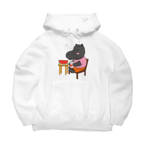 スイカジュースを飲むカバ Big Hoodie