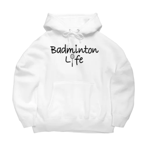 バドミントン・Badminton・文字・おしゃれ・スポーツライフ・ラリー・デザイン・Tシャツ・スポーツ・かっこいい・かわいい・女子・男子・羽球・シャトル・スマッシュ・ラケット・プレーヤー・選手 ビッグシルエットパーカー