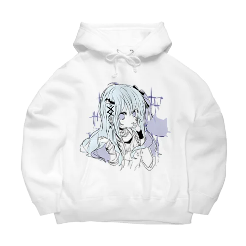 淡色青紫系女の子 Big Hoodie