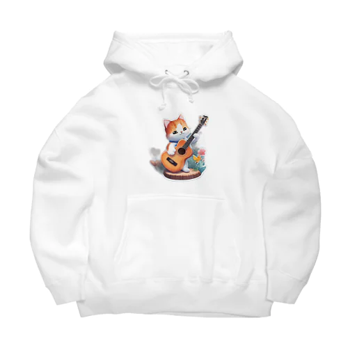 ギターを弾く可愛い猫 Big Hoodie