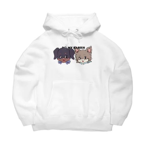 ダックスフンド×チワワ-ブラックタン&チョコタン「I♡ MY BABIES」 Big Hoodie