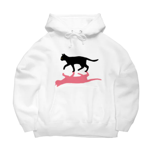 黒猫と影　ピンク Big Hoodie