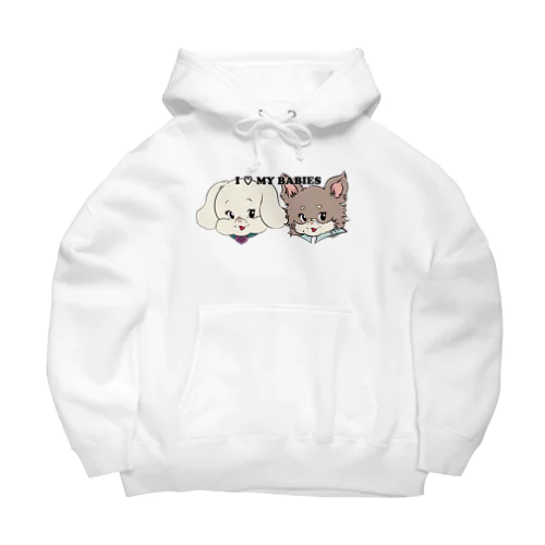 トイプードル×チワワ-ホワイト&チョコタン「I♡MY BABIES」 Big Hoodie