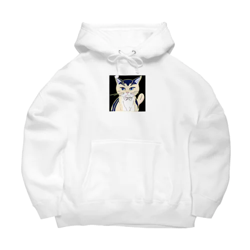 気品ある猫 シマシマ柄 Big Hoodie