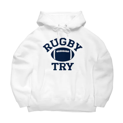 ラグビー・RUGBY・単色・グッズ・デザイン・楕円形ボール・イラスト・スポーツ・Tシャツ・男子・女子・かっこいい・かわいい・選手・ラガーマン・インゴール・ラグビーユニオン・ラグビーリーグ Big Hoodie