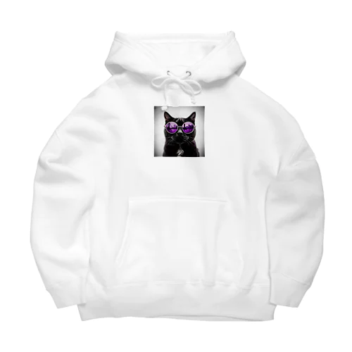 黒猫紫サングラス Big Hoodie