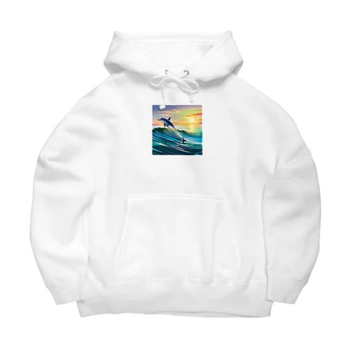 夕暮れで飛ぶイルカ Big Hoodie