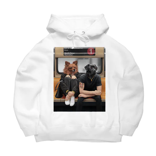 地下鉄の乗る　犬のカップル Big Hoodie