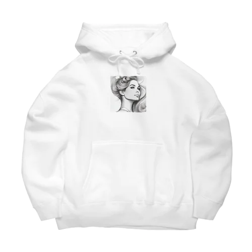 髪をかき上げる女性アートグッズ Big Hoodie