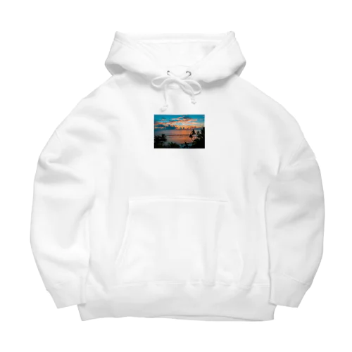 海と夕陽のコントラスト Big Hoodie