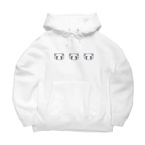 ドット白にゃんこ Big Hoodie