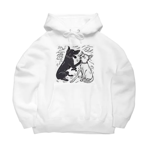 犬と猫のたたかい Big Hoodie