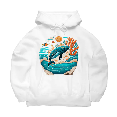 ダイナミックに飛ぶクジラちゃん Big Hoodie