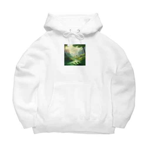  幻想の森 グリーンウンダー アートプリント Big Hoodie