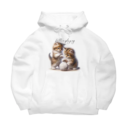 毛糸玉と子猫 Big Hoodie