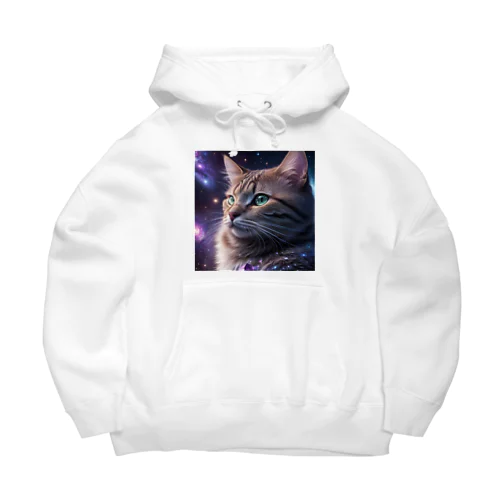 「星の囁き - 宇宙への猫の眺め」 Big Hoodie