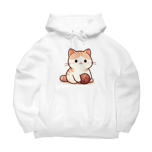 ふわふわの愛らしい猫ちゃんと毛糸玉 Big Hoodie