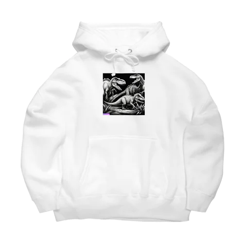 モノクロ恐竜くん3号 Big Hoodie