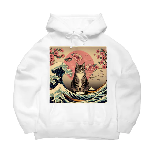 浮世絵猫　波桜 Big Hoodie