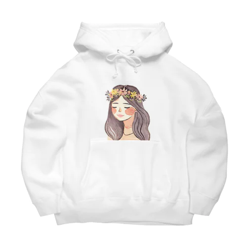 水彩画　花冠の女性 Big Hoodie