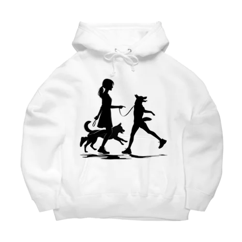 犬を散歩する女の子のシルエット Big Hoodie