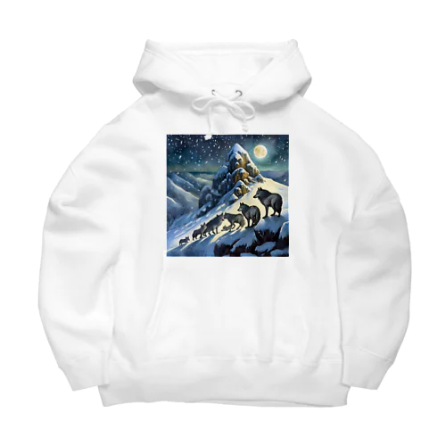 雪山のオオカミの群れ Big Hoodie