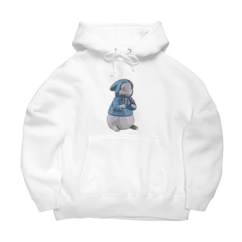 パーカーぎゅッうさぎ ブルー Big Hoodie