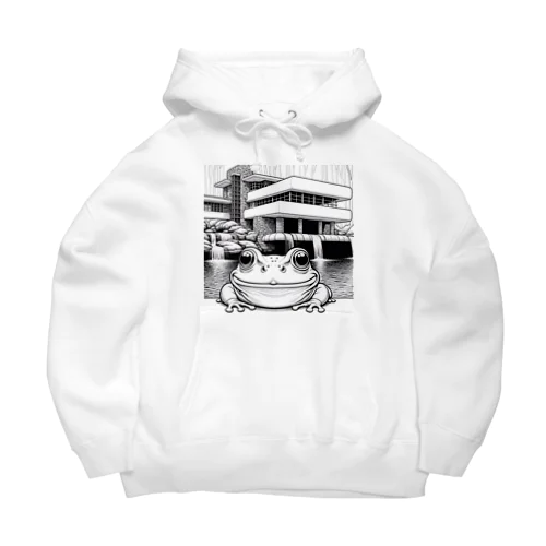 落水荘風の建築物に佇むカエル Big Hoodie