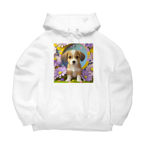 陽気な子犬と春の花々 Big Hoodie