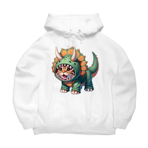 トリケラトプスのフードを被った子猫 Big Hoodie