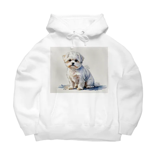 マルチーズ　Maltese　水彩画風 Big Hoodie