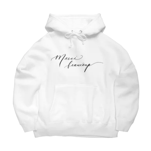 🖤カリグラフィーなメルシー「Merci beaucoup」 Big Hoodie