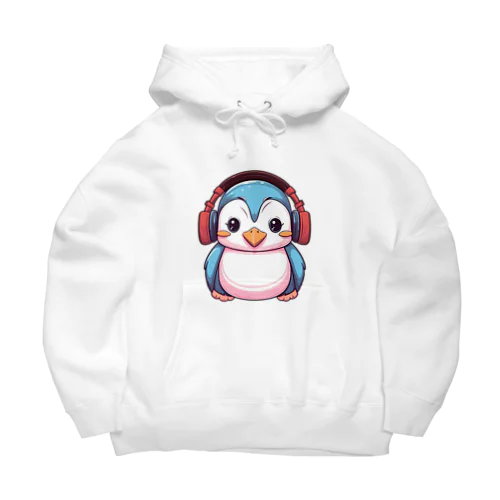 赤いヘッドホンを付けているペンギン Big Hoodie